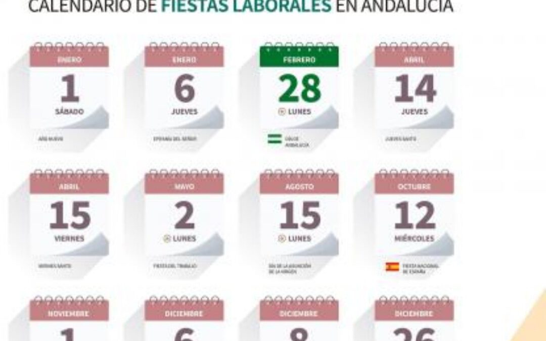 Calendario de fiestas laborales en Andalucía 2022