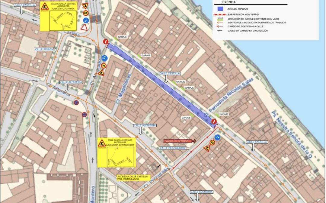 La calle Castilla estará cortada al tráfico por obras a partir del 14 de octubre