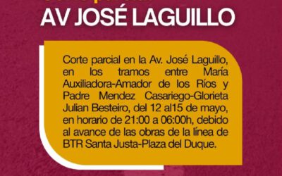 Corte parcial Avenida José Laguillo desde el 12 al 15 mayo.
