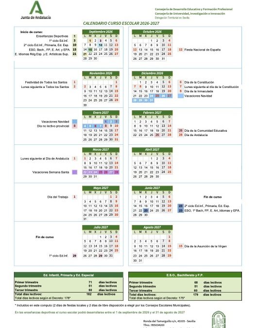 Calendario 2026-2027