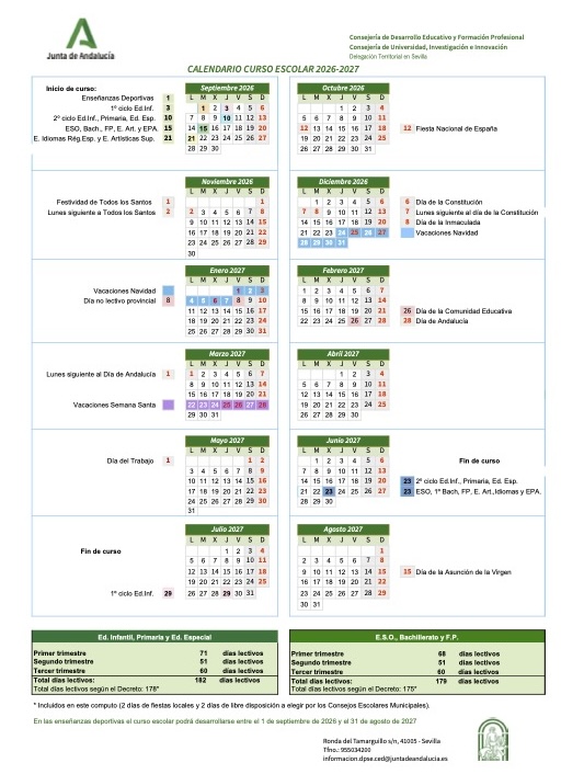 Calendario 2026-2027